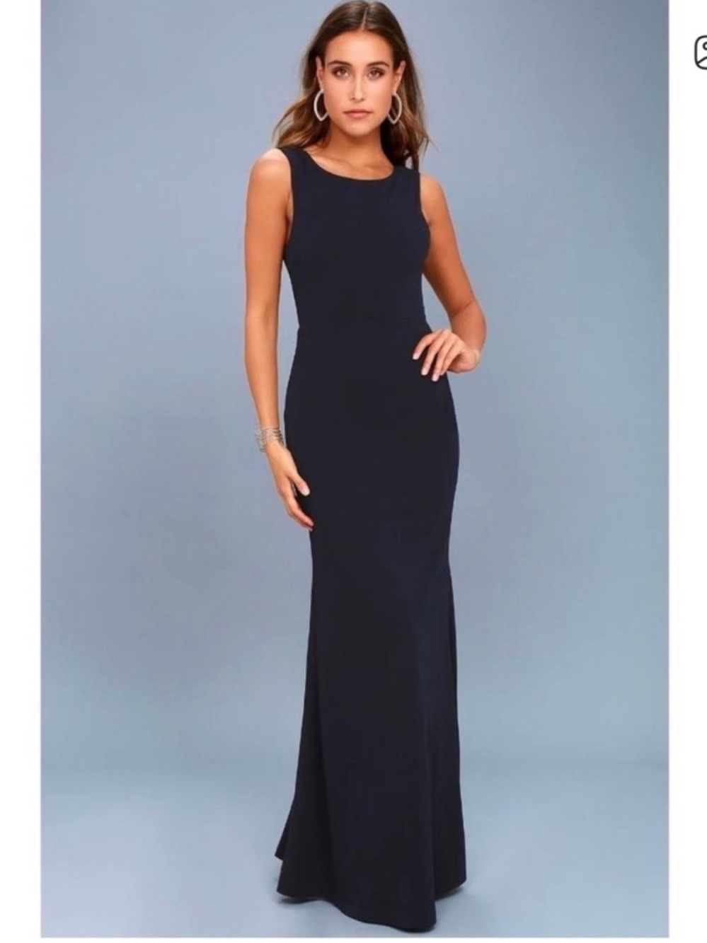 Lulu's Navy Sleeveless scoop back Maxi Dress